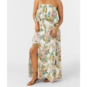 O'Neill Size XXL Sadi Maxi Dress Strapless Floral Beach Flowy Vacation Resort